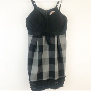 Forever21 twist Black plaid spaghetti strap dress